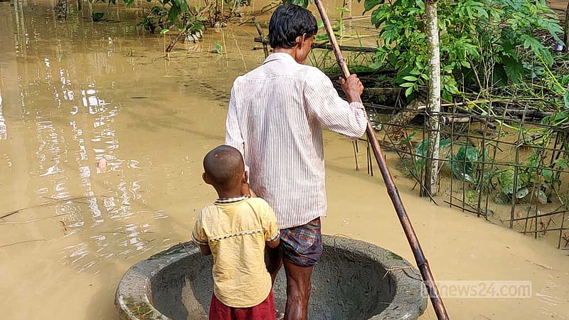 শেরপুরে বন্যার উন্নতি, কৃষি-মাছের ব্যাপক ক্ষতি