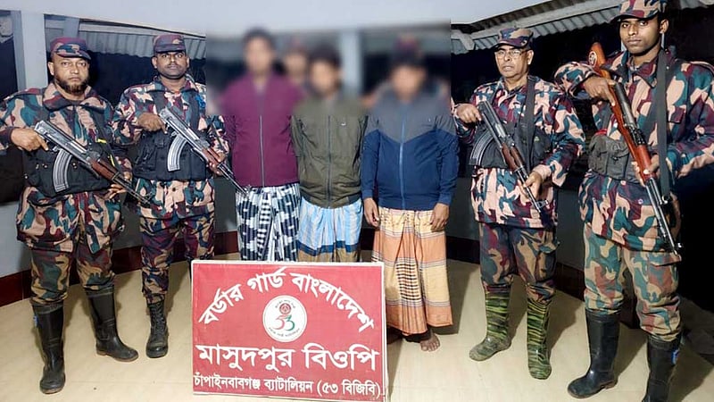 সীমান্তে চোরাচালান: শিবগঞ্জে ২ ভারতীয়সহ তিনজন আটক