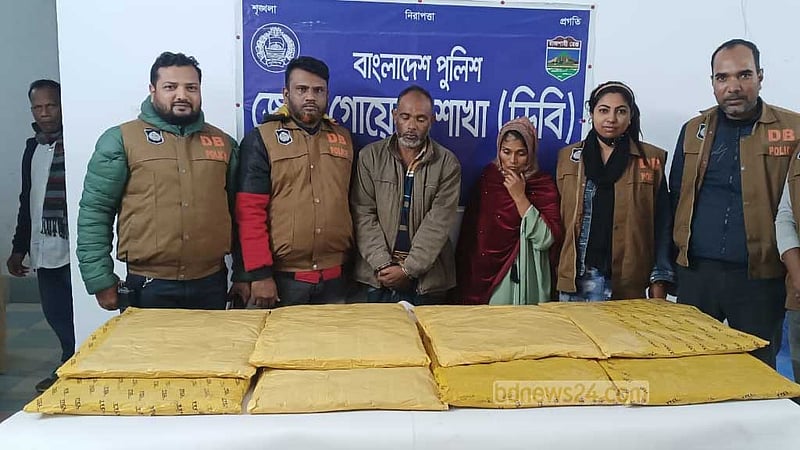 নাটোরে ১৬ কেজি গাঁজা জব্দ, নারীসহ গ্রেপ্তার ২