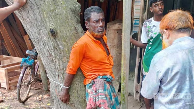 রাজশাহীতে মাছ চুরির অভিযোগে ভ্যানচালককে গাছে বেঁধে নির্যাতন