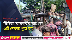 মানিকগঞ্জে আগুনে পুড়ল ৬ দোকান, কোটি টাকা ক্ষতির দাবি