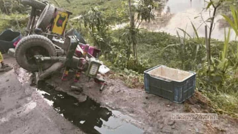 নারায়ণগঞ্জে নসিমন খাদে পড়ে প্রাণ গেল মাছ বিক্রেতার
