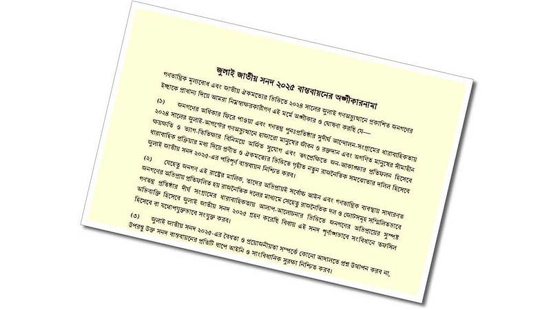 চূড়ান্ত জুলাই সনদে যা থাকছে
