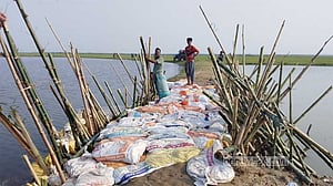 ৮ ঘণ্টার চেষ্টায় রক্ষা পেল ‘দেখার হাওরের’ বাঁধ