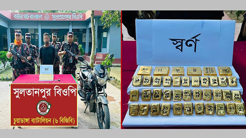চুয়াডাঙ্গায় ‘১৩ কোটি টাকার’ সোনার বারসহ যুবক আটক
