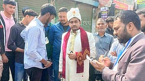 বিয়ের সাজে ভোটকেন্দ্রে বর: ‘আগে ভোট পরে বিয়ে’