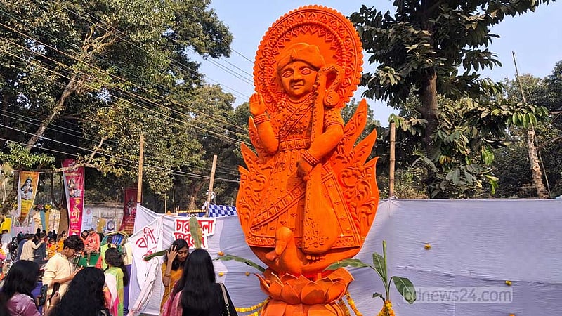 রাবিতে সরস্বতী পূজায় শুভ জ্ঞানের আরাধনা