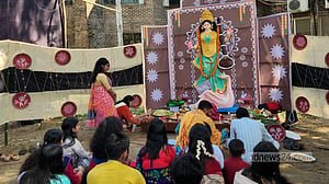 শাহজালাল বিশ্ববিদ্যালয়ে ৩০টি মণ্ডপে ‘বিদ্যা দেবীর’ আরাধনা