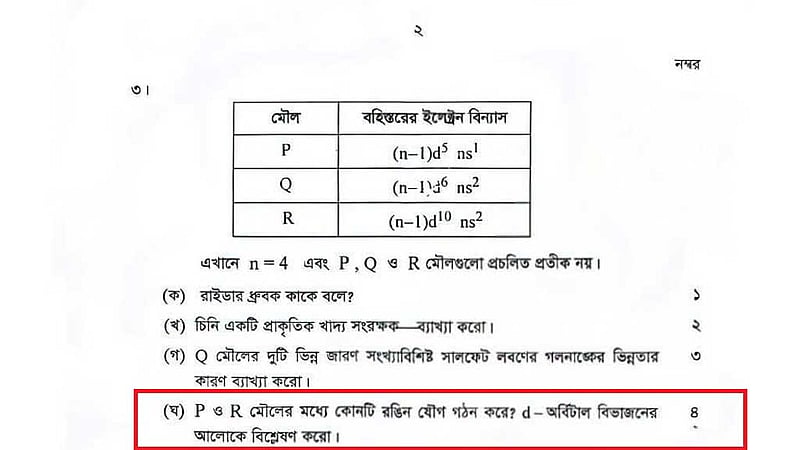 এইচএসসির রসায়ন প্রশ্নে ‘অসঙ্গতি’, ইংরেজি সংস্করণের পরীক্ষার্থীদের উদ্বেগ