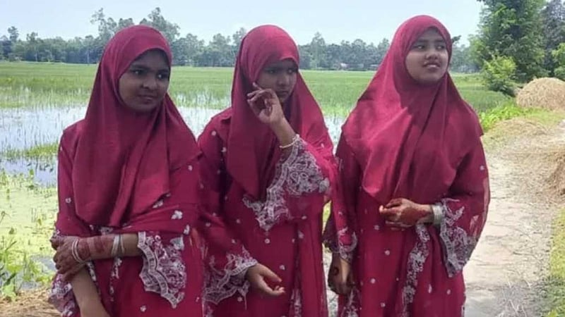 কুড়িগ্রামে ৩ জমজ বোন পেল প্রাথমিকে ট্যালেন্টপুলে বৃত্তি