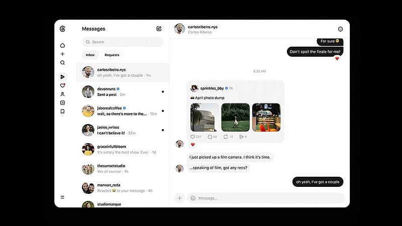থ্রেডসের ওয়েব সংস্করণে এল মেসেজিং সুবিধা