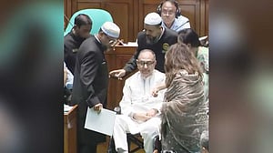 হুইল চেয়ারে সংসদে মির্জা আব্বাস