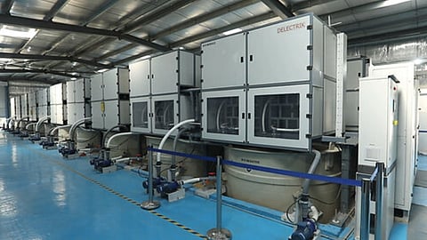 Delectrik Systems' 3 MWh vanadium redox flow battery installation at Greater Noida, representing the company's non-containerized technology planned for the 100 MWh utility-scale project at Khavda Solar Park in 2027.