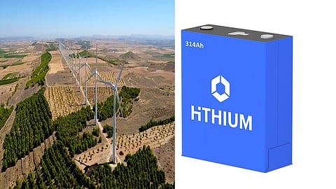 HiTHIUM Infinity-Block battery energy storage containers installed at Statkraft's repowered Montes de Cierzo Wind Farm in Navarra, Spain, supporting 30.1 MWh of grid-scale renewable energy storage.