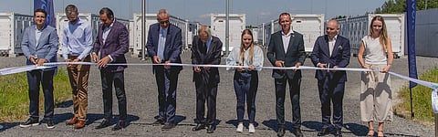 Greenvolt Power's Turośń Kościelna Battery Energy Storage Facility in Podlaskie Voivodeship, Poland, featuring containerised LFP battery units and transformer stations connected to the national 110 kV transmission grid.