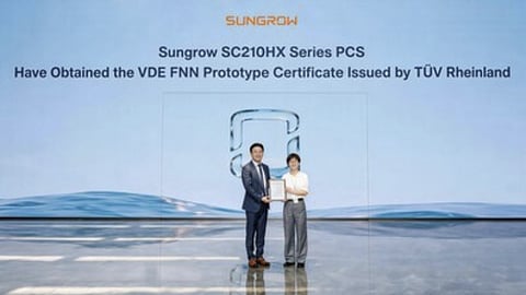 Sungrow PCS equipment associated with the VDE FNN certification for German medium and high-voltage grid connection and grid-forming operation. 