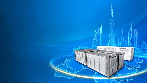 Trina Storage’s Elementa + Electra integrated DC and AC energy storage solution at Middle East Energy 2026 in Dubai.