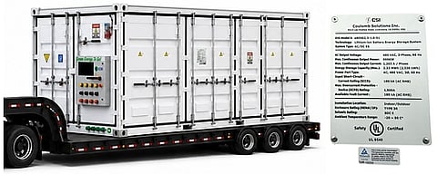 Coulomb Solutions’ 2.3 MWh Mobile BESS base model eBESS2.3-1.0-01 has been certified by TÜV Rheinland as compliant with applicable UL 9540:2023 requirements. The mobile system combines approximately 2.3 MWh of LFP-based storage with a 1 MW power conversion system and is designed for applications requiring rapidly deployable electrical capacity.