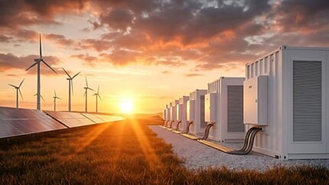 Battery storage and renewable energy infrastructure at the Monogorilby and Winton projects acquired by Palisade through Intera Renewables.