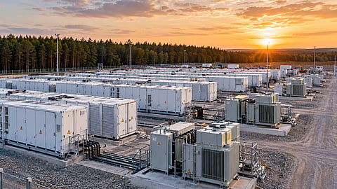 The Jedwabno BESS project in Poland has received 64 battery containers and 32 medium-voltage transformer stations ahead of its planned December 2026 grid connection.(Image Source : AI Generated)