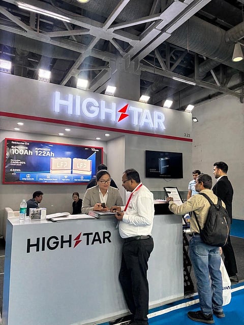 Highstar displayed its prismatic LFP battery cells at REI Expo 2026, featuring multiple capacities, cycle-life specifications and safety-related certifications. (Image Credit: Highstar)