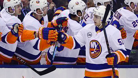 New York Islanders centre Valtteri Filppula (51) celebrates his goal against the Toronto Maple Leafs during first period NHL hockey action in Toronto on Saturday, December 29, 2018. THE CANADIAN PRESS/Frank Gunn/The Canadian Press via AP)