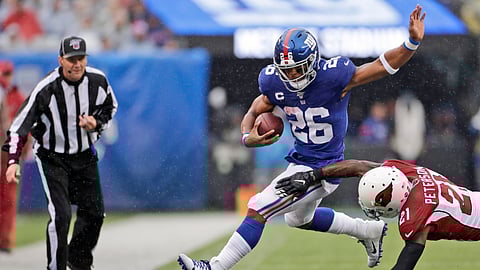 New York Giants' Saquon Barkley is looking for a big against the New York Jets in East Rutherford, N.J. (AP Photo/Adam Hunger)