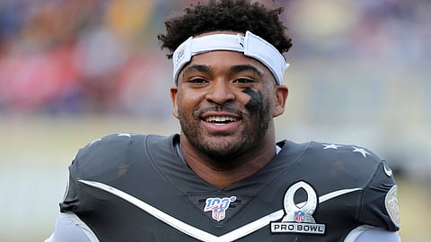 FILE - In this Jan. 26, 2020, file photo, AFC safety Jamal Adams of the New York Jets walks off the field at halftime during the NFL Pro Bowl football game in Orlando, Fla. The Jets traded disgruntled star safety Adams to the Seattle Seahawks on Saturday, July 25, 2020, splitting with a gifted player whose relationship with the franchise quickly deteriorated because of a contract dispute. (AP Photo/Gregory Payan, File)