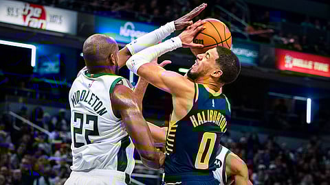 Khris Middleton and the Bucks open as 4.5-point underdogs to Tyrese Haliburton's Indiana Pacers.
