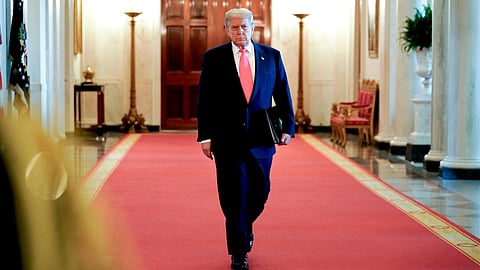 US President Donald Trump arrives to speak in the East Room of the White House in Washington, DC, US, on Thursday, June 26, 2025.