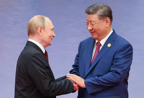 Vladimir Putin and Xi Jinping in Tianjin, China, in this photo supplied by Russian state media, on Aug. 31. 