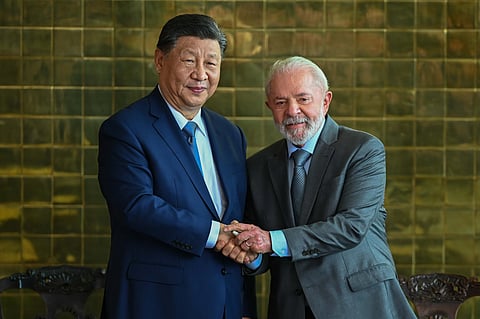 Xi Jinping, left, and Luiz Inacio Lula da Silva, during a meeting in Brazil in 2024.