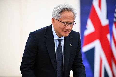 Jensen Huang, chief executive officer of Nvidia Corp., at a business reception during the state visit of US President Donald Trump at Chequers, near Aylesbury, UK, on Thursday, Sept. 18, 2025. 