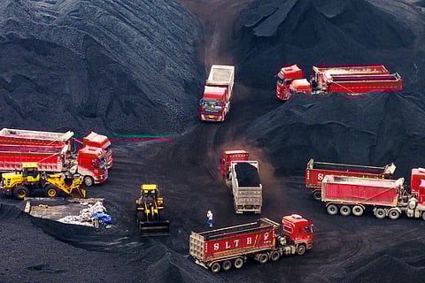 Coal awaiting transportation at the Guoyuan Port container terminal in Chongqing, China February 17, 2025.