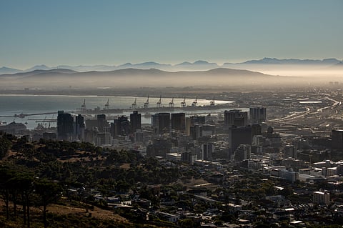 The financial district and port in Cape Town, South Africa. 