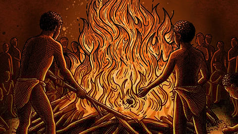 Why did this community burn one woman’s remains in such a visible, spectacular way?