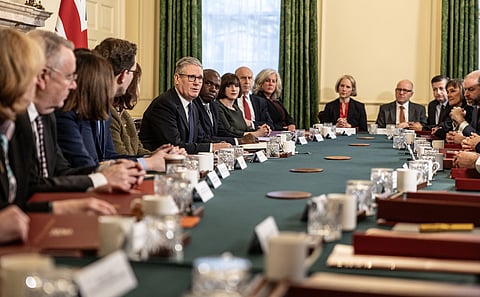 Prime Minister Keir Starmer makes a statement at the start of the a cabinet meeting at 10 Downing Street in London.