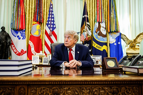 US President Donald Trump during a Presidential memorandum signing in the Oval Office of the White House in Washington, DC, US, on Monday, June 29, 2026. Trump signed a memorandum directing the Environmental Protection Agency administrator to issue guidance clarifying what actions individuals may take to fix their own vehicles’ emissions systems and encourage certification pathways for after-market parts. Photographer: Samuel Corum/Sipa/Bloomberg