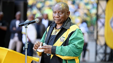 President Cyril Ramaphosa at an ANC rally in 2024