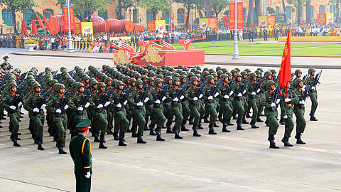 02 September 2025, Vietnam, Hanoi: Vietnamese troops march during a parade to celebrate the 80th anniversary of independence in the Vietnamese capital. Photo: Bac Pham/dpa (Photo by Bac Pham/picture alliance via Getty Images)