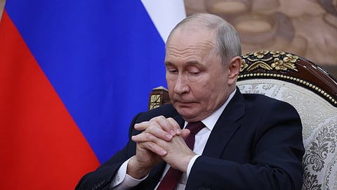 BISHKEK, KYRGYZSTAN - SEPTEMBER 1: Russian President Vladimir Putin during a Russian-Armenian bilateral meeting on September 1, 2026 in Bishkek, Kyrgyzstan. Putin arrived in Kyrgyzstan for a two-day trip to attend the Shanghai Cooperation Organization (SCO) Summit. (Photo by Contributor/Getty Images)