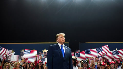 DALLAS, TEXAS - SEPTEMBER 09: U.S. President Donald Trump walks on stage to speak on the first day of the 2026 Republican National Convention at the American Airlines Center on September 09, 2026 in Dallas, Texas. U.S. President Donald Trump will headline the Republican National Committee's first-ever midterm convention as he aims to highlight his administration’s achievements and rally support for GOP candidates just two months before the upcoming elections being held on November 3. (Photo by Andrew Harnik/Getty Images)
