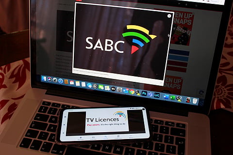 SOWETO, SOUTH AFRICA - NOVEMBER 06: A general view of the SABC logo on November 06, 2020 in Soweto, South Africa. It is reported that the SABC plan to collect TV licence fees for smartphones and laptops in South Africa could face major legal problems. (Photo by Gallo Images/Fani Mahuntsi)