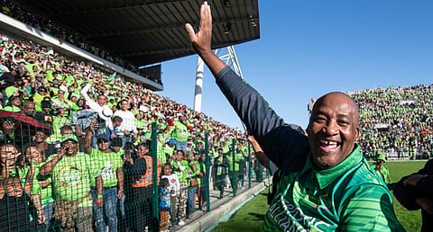 CAPE TOWN, SOUTH AFRICA - MAY 11: Gayton McKenzie at the Patriotic Alliance (PA) Victory Rally At Athlone Stadium on May 10, 2024 in Cape Town, South Africa. According to the Patriotic Alliance, this is the first time in the history of the country that a political rally is attended by registered South Africans voters only. (Photo by Gallo Images/Brenton Geach)