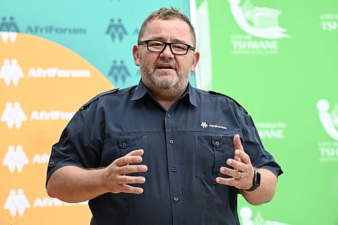 PRETORIA, SOUTH AFRICA – MARCH 04: CEO of Afriforum Kallie Kriel speak after signing a Memorandum Of Understanding (MOA) at Furman Park in Valhalla on March 04, 2024 in Pretoria, South Africa. Afriforum and the metro agreed to work together in order to tackle the security and protection of property and the environment in the city’s communities. (Photo by Gallo Images/Beeld/Deaan Vivier)