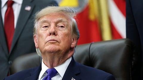 WASHINGTON, DC - SEPTEMBER 28: U.S. President Donald Trump listens to a reporters question in the Oval Office at the White House on September 28, 2026 in Washington, DC. Trump announced plans that a new $15 billion steel plant will be built in eastern Iowa by Mesabi Metallics and is projected to be one of the largest in the United States. (Photo by Kevin Dietsch/Getty Images)