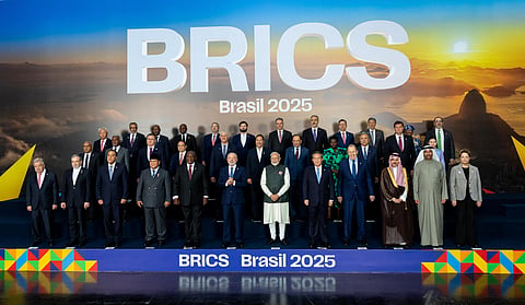 RIO DE JANEIRO, BRAZIL - JULY 07: BRICS leaders pose for a family photo during the 17th BRICS Summit in Rio de Janeiro, Brazil on July 07, 2025. (Photo by Murat Gok /Anadolu via Getty Images)