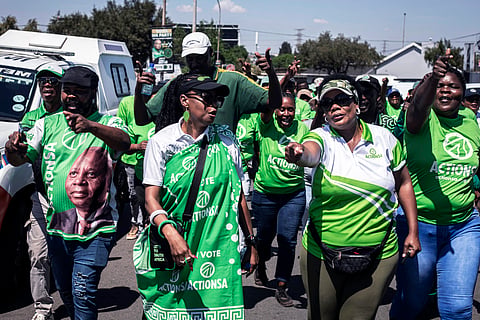 SOWETO, SOUTH AFRICA - OCTOBER 9: Political party ActionSA supporters march in the street in Orlando West on October 9, 2026 in Soweto, South Africa. South Africa will hold municipal elections on November 4, 2026. (Photo by Per-Anders Pettersson/Getty Images)