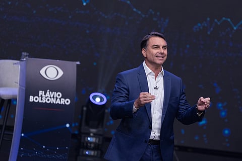 Brazilian presidential candidates Flavio Bolsonaro and Luiz Inacio Lula da Silva attend a presidential debate ahead of the national election in Sao Paulo, Brazil, on October 18, 2026. (Photo by Tuane Fernandes/NurPhoto via Getty Images)