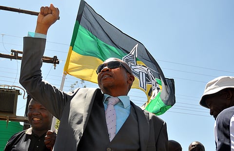 MAHIKENG, SOUTH AFRICA - OCTOBER 1: North West Premier Supra Mahumapelo outside the Lehurutshe Magistrate court where former Mahikeng Councillor Gaasite Legalatladi appeared on October 1, 2015 in Mahikeng, South Africa. Gaasite Legalatladi is accused of trying to kill Mahumapelo with muthi she got from a sangoma. (Photo by Gallo Images / Sowetan / Tiro Ramatlhatse)